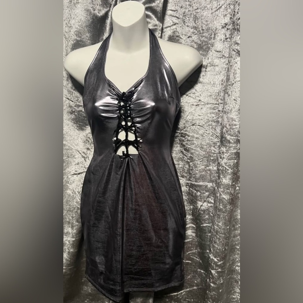 Elegant Silver Halter Dress size M